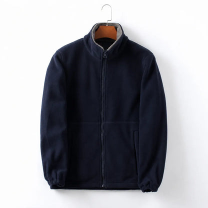 Men's Casual Zip-Up Jacket with Stand Collar for Outdoor Wear
