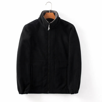 Men's Casual Zip-Up Jacket with Stand Collar for Outdoor Wear