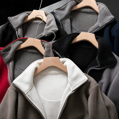 Men's Casual Zip-Up Jacket with Stand Collar for Outdoor Wear