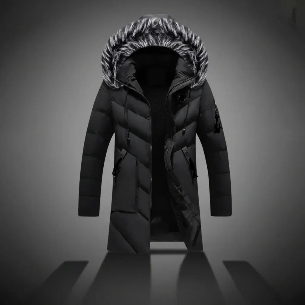 Men's Fleece-Lined Hooded Winter Coat for Cold Weather