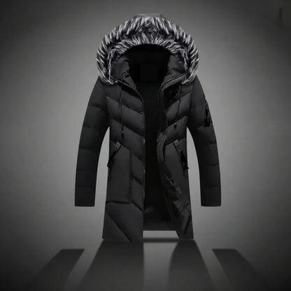 Men's Fleece-Lined Hooded Winter Coat for Cold Weather