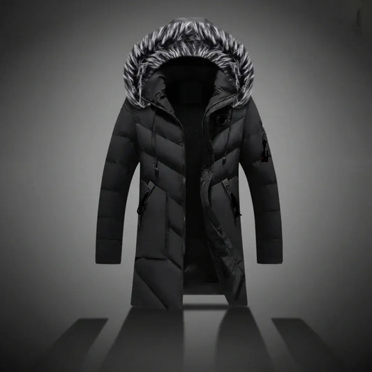 Men's Fleece-Lined Hooded Winter Coat for Cold Weather