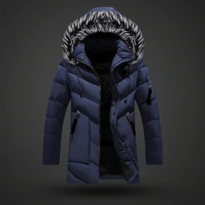 Men's Fleece-Lined Hooded Winter Coat for Cold Weather