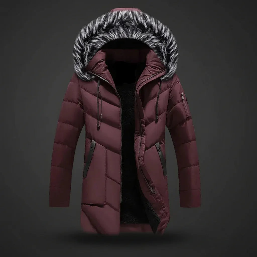 Men's Fleece-Lined Hooded Winter Coat for Cold Weather