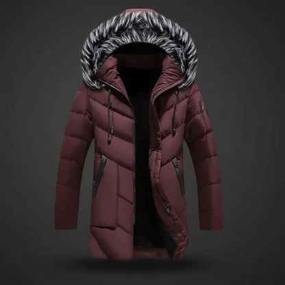 Men's Fleece-Lined Hooded Winter Coat for Cold Weather