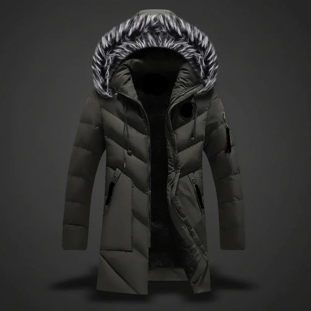 Men's Fleece-Lined Hooded Winter Coat for Cold Weather