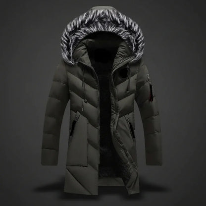 Men's Fleece-Lined Hooded Winter Coat for Cold Weather