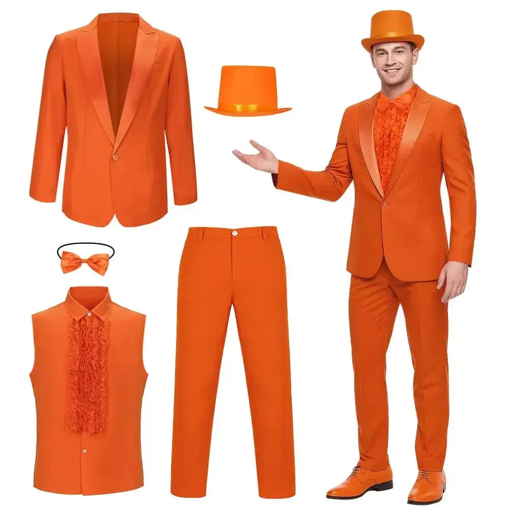 Men's Halloween Costume Formal Suit with Hat Set