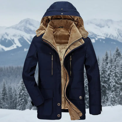Men's Insulated Hooded Parka Coat - Windproof Winter Outerwear