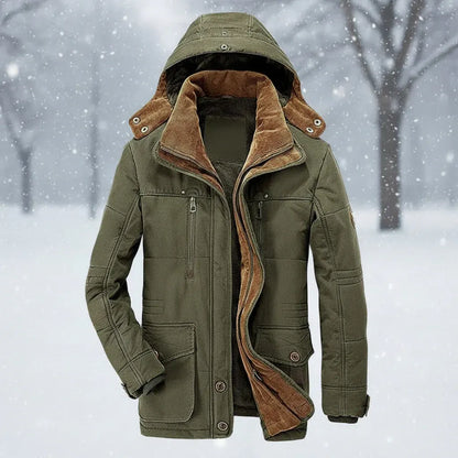 Men's Insulated Hooded Parka Coat - Windproof Winter Outerwear