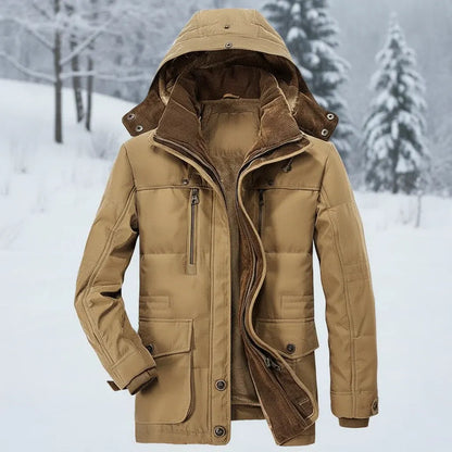 Men's Insulated Hooded Parka Coat - Windproof Winter Outerwear