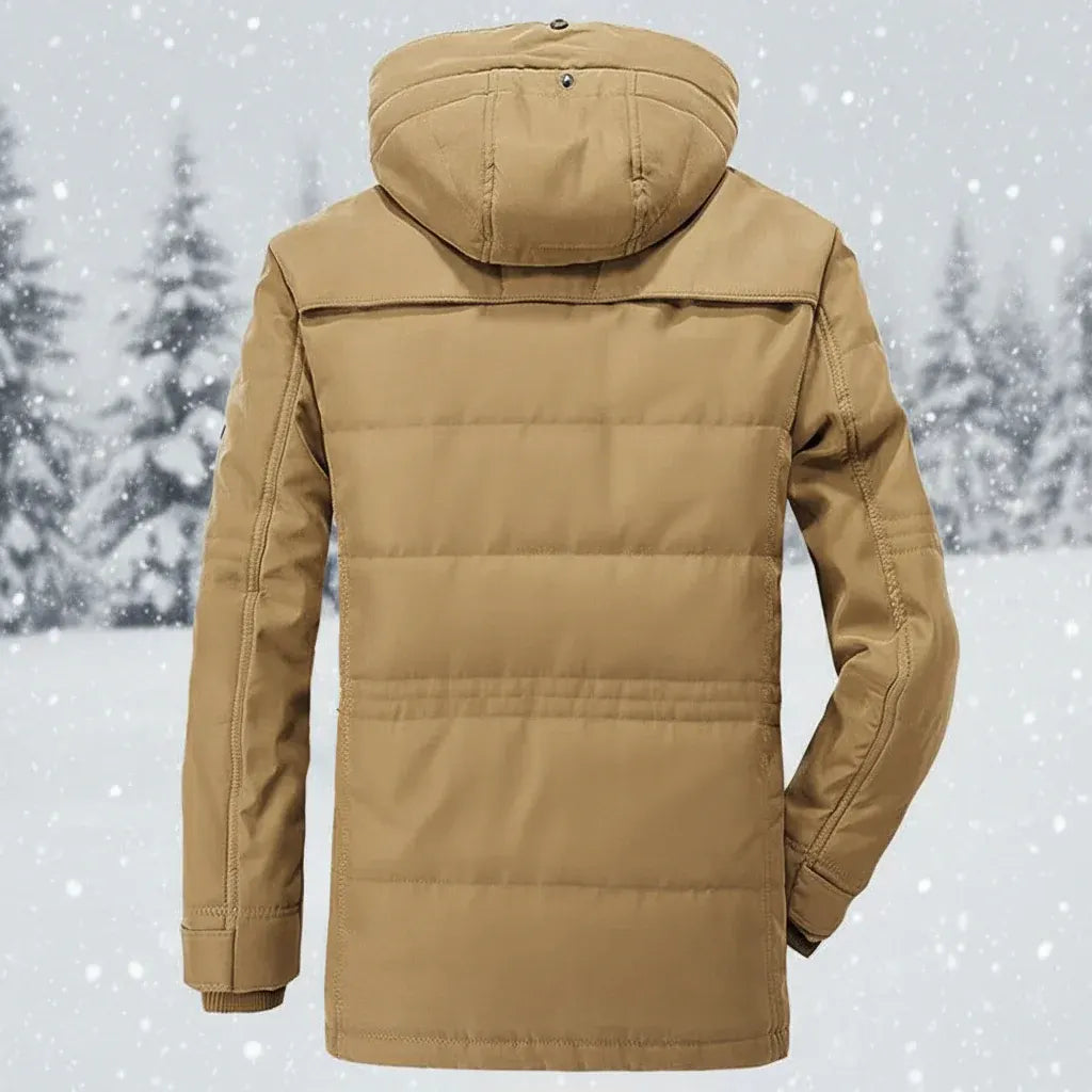 Men's Insulated Hooded Parka Coat - Windproof Winter Outerwear