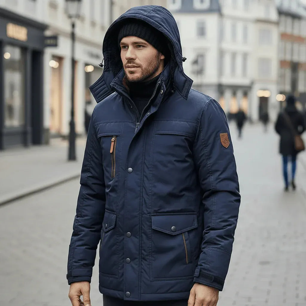 Men's Insulated Hooded Winter Jacket for Outdoor Wear