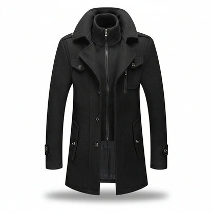 Men's Insulated Long Trench Coat Blend Jacket for Winter