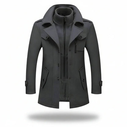 Men's Insulated Long Trench Coat Blend Jacket for Winter