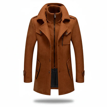 Men's Insulated Long Trench Coat Blend Jacket for Winter