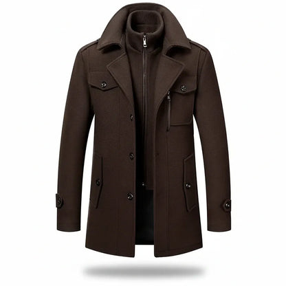 Men's Insulated Long Trench Coat Blend Jacket for Winter