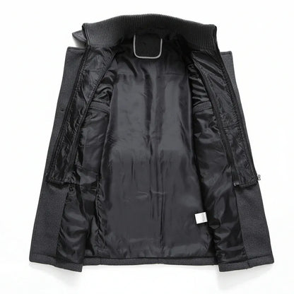 Men's Insulated Long Trench Coat Blend Jacket for Winter