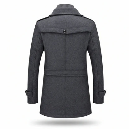 Men's Insulated Long Trench Coat Blend Jacket for Winter