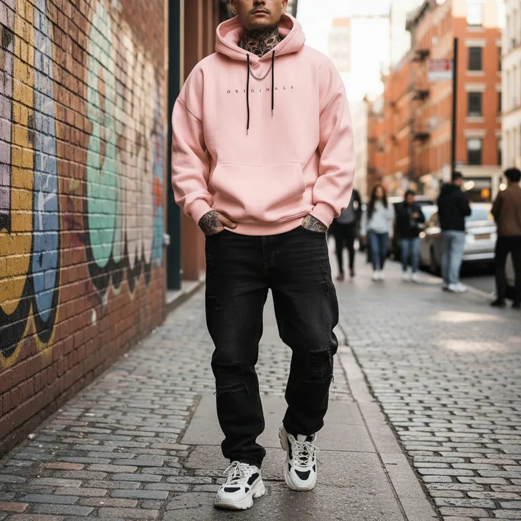 Men's Long Sleeve Oversized Casual Hoodie Sweatshirt