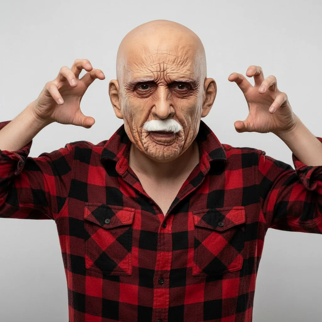 Men's Old Man Face Halloween Costume Mask