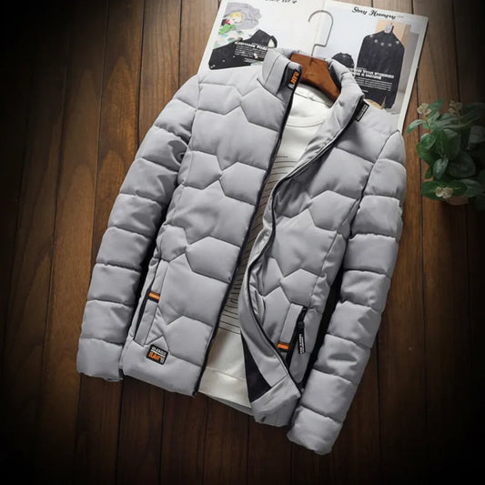 Men's Quilted Casual Jacket with Zip Pockets