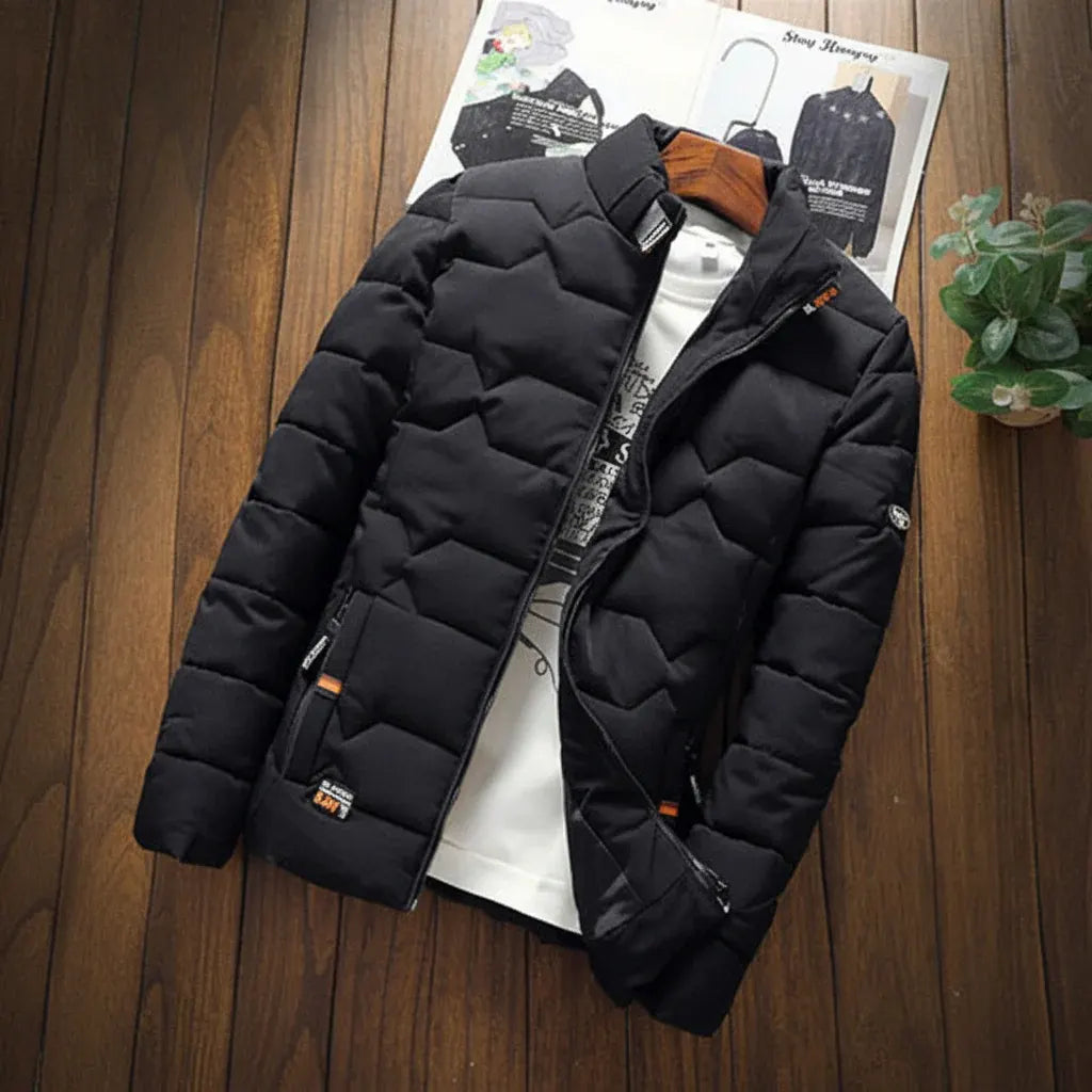 Men's Quilted Casual Jacket with Zip Pockets