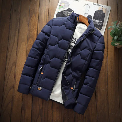 Men's Quilted Casual Jacket with Zip Pockets
