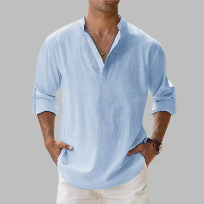 Men's Relaxed-Fit Casual Summer Button-Up Shirt
