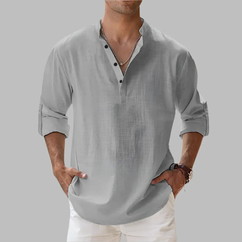 Men's Relaxed-Fit Casual Summer Button-Up Shirt