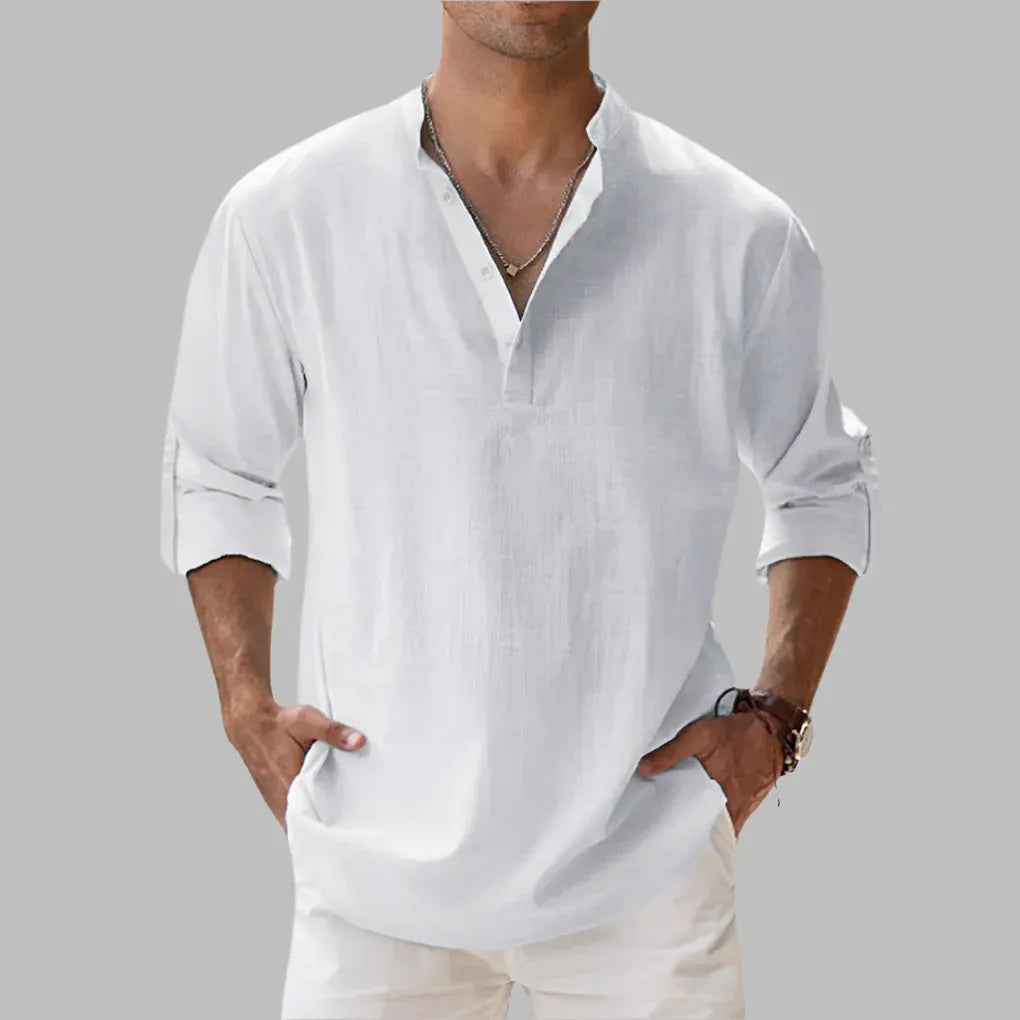 Men's Relaxed-Fit Casual Summer Button-Up Shirt