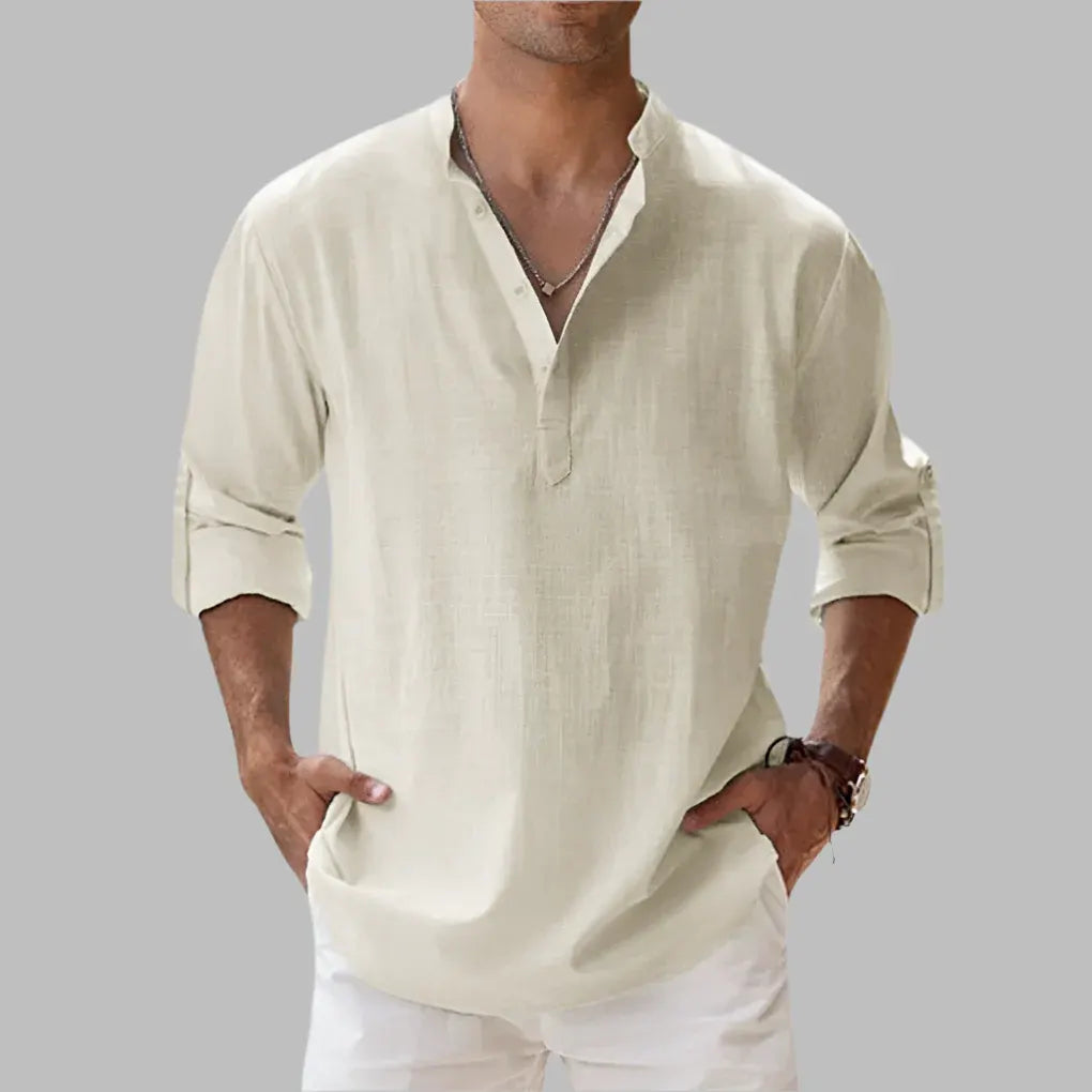 Men's Relaxed-Fit Casual Summer Button-Up Shirt