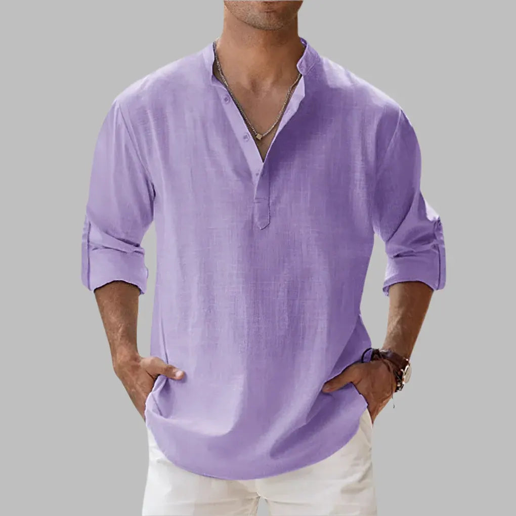 Men's Relaxed-Fit Casual Summer Button-Up Shirt