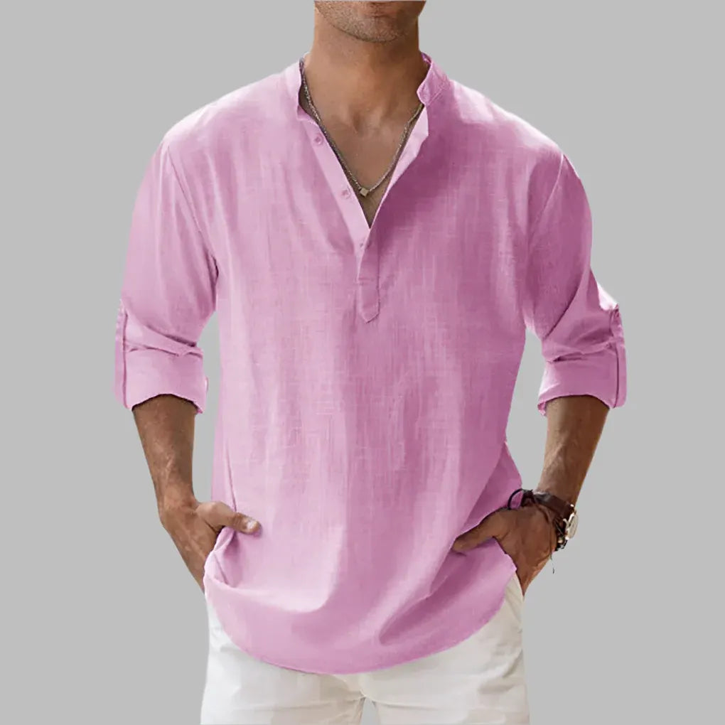 Men's Relaxed-Fit Casual Summer Button-Up Shirt