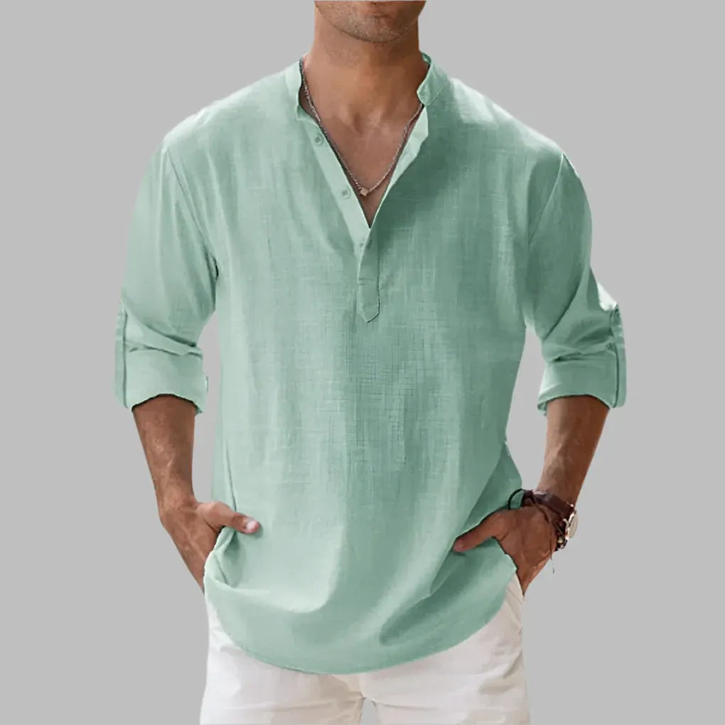 Men's Relaxed-Fit Casual Summer Button-Up Shirt
