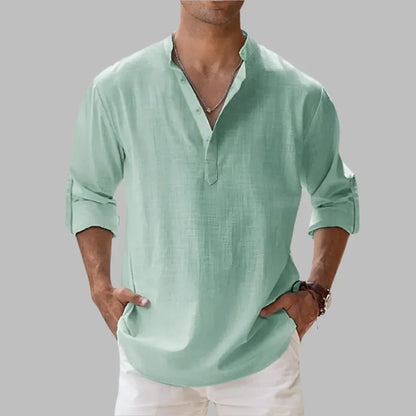 Men's Relaxed-Fit Casual Summer Button-Up Shirt