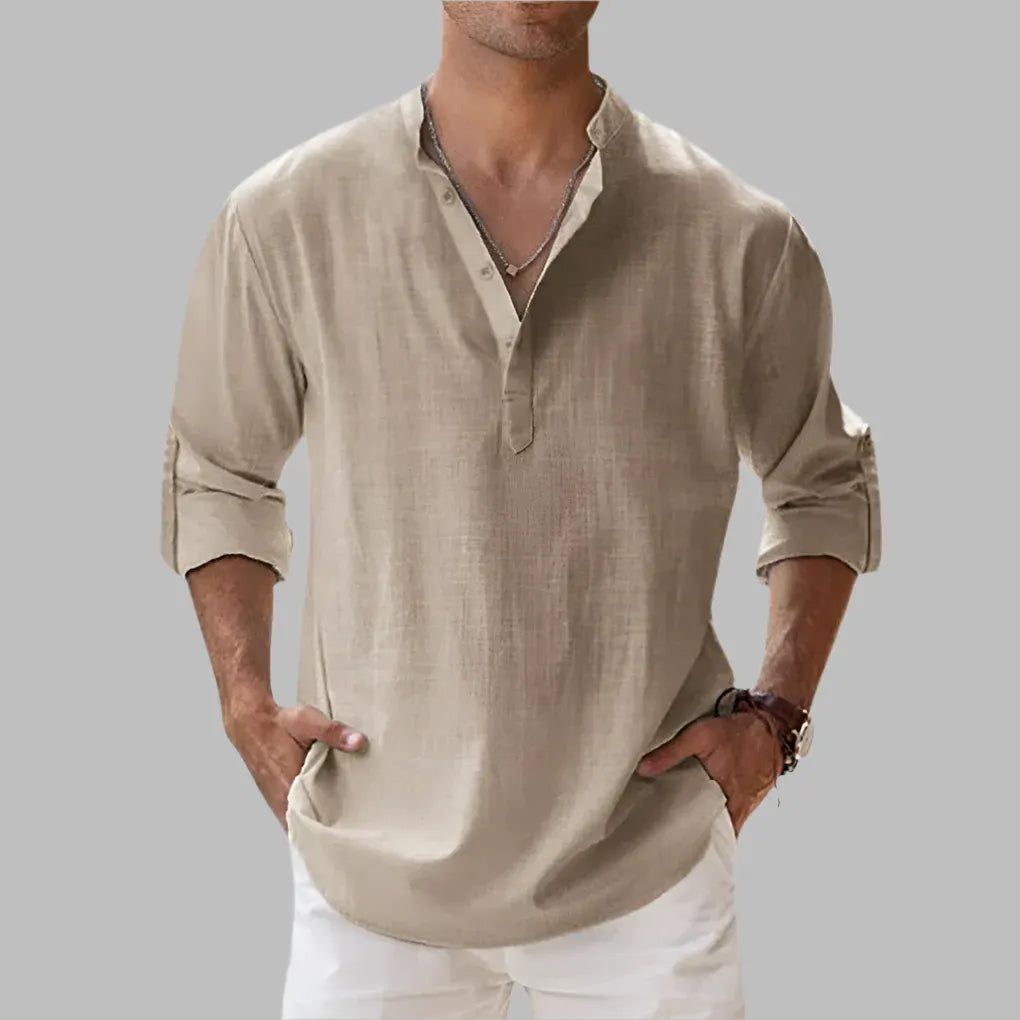 Men's Relaxed-Fit Casual Summer Button-Up Shirt