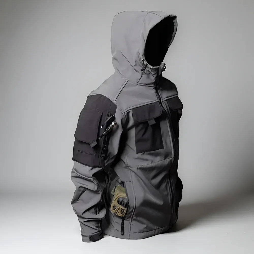 Men's Rugged Tactical Outdoor Hooded Jacket and Multi-Pocket Pants Set