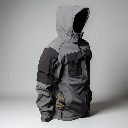 Men's Rugged Tactical Outdoor Hooded Jacket and Multi-Pocket Pants Set