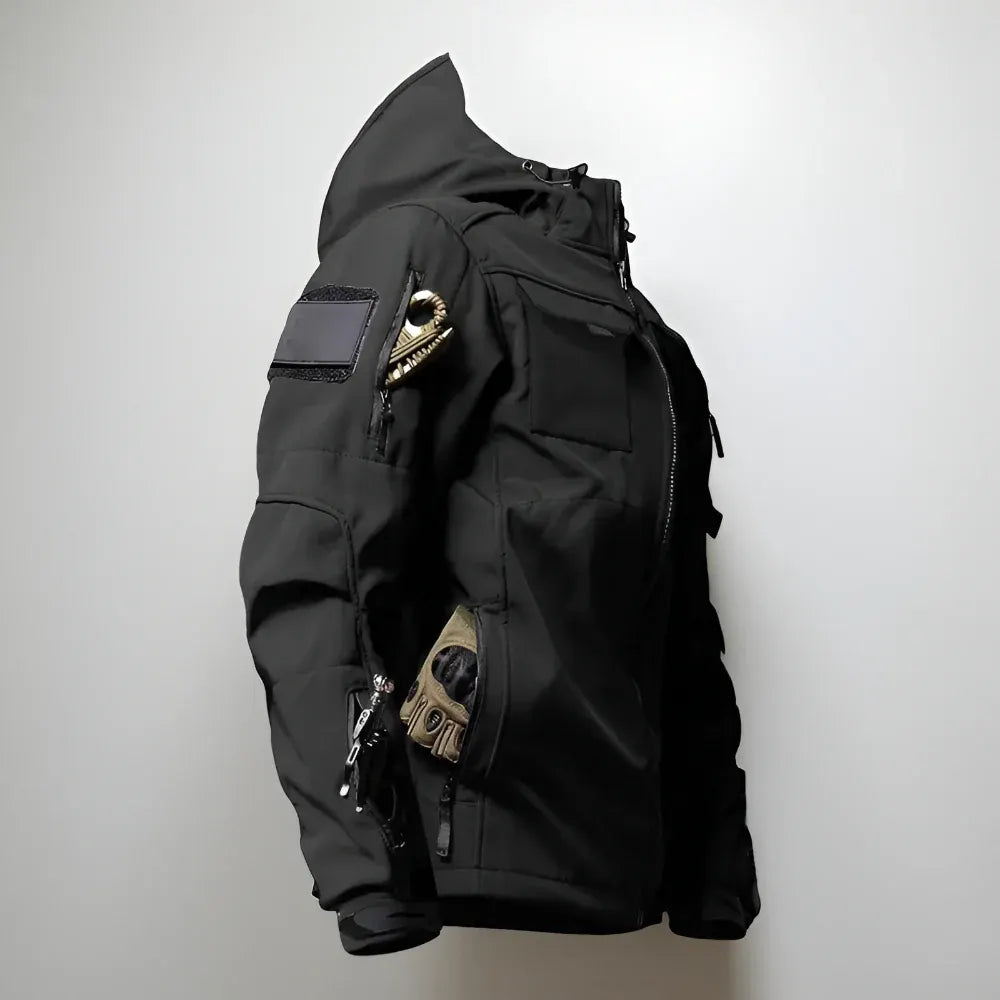 Men's Rugged Tactical Outdoor Hooded Jacket and Multi-Pocket Pants Set