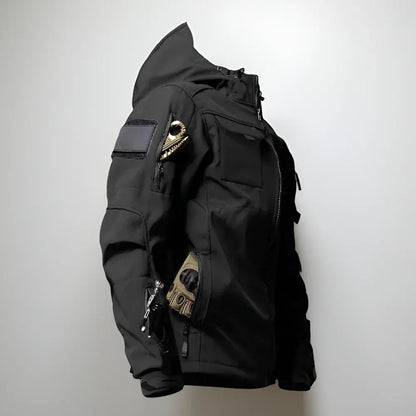 Men's Rugged Tactical Outdoor Hooded Jacket and Multi-Pocket Pants Set