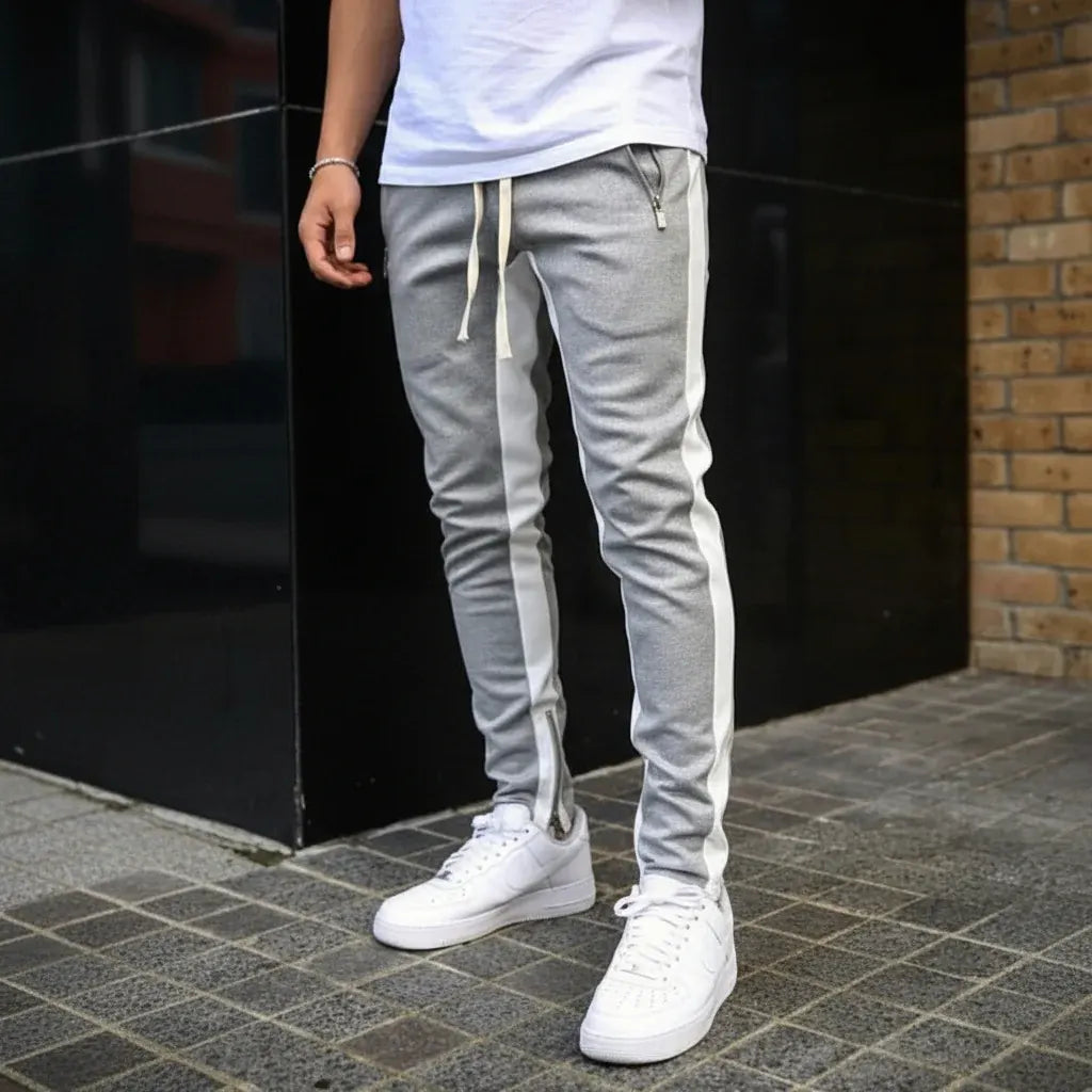 Men's Slim-Fit Joggers with Side-Stripe Athletic Sweatpants Design