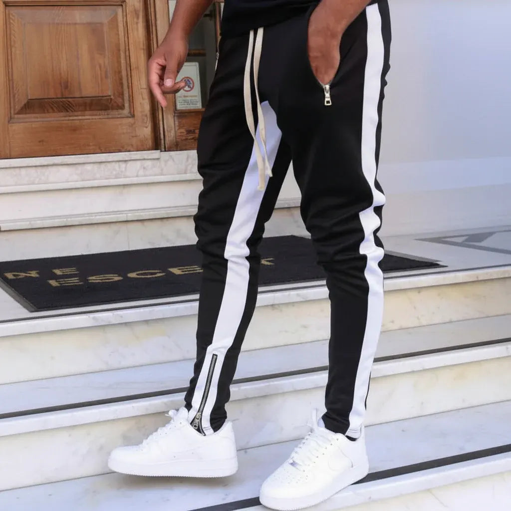 Men's Slim-Fit Joggers with Side-Stripe Athletic Sweatpants Design