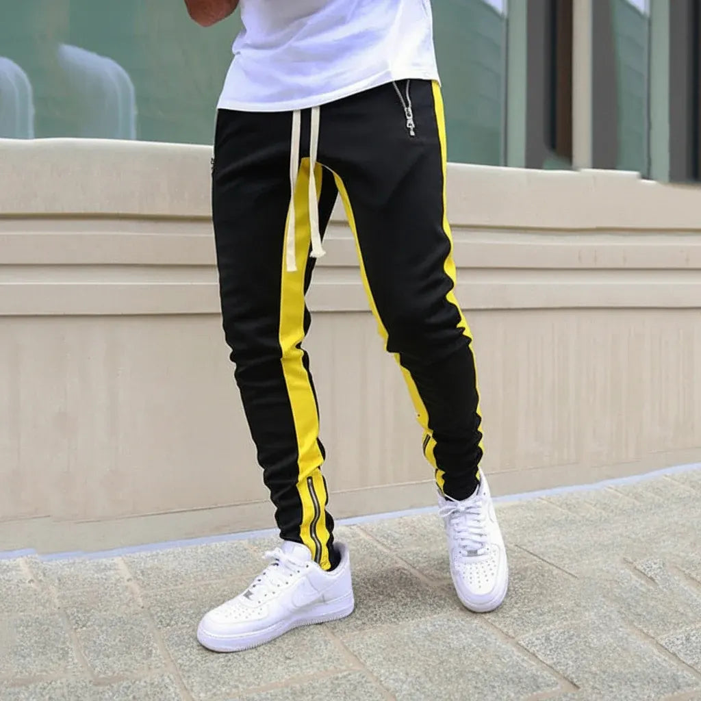 Men's Slim-Fit Joggers with Side-Stripe Athletic Sweatpants Design