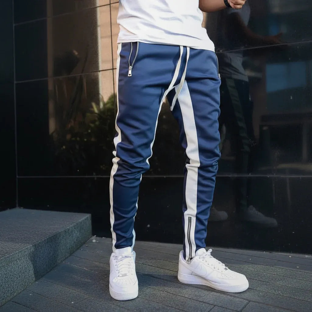 Men's Slim-Fit Joggers with Side-Stripe Athletic Sweatpants Design