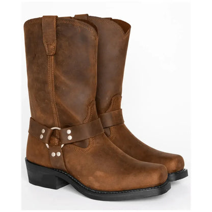 Men's Slip-On Harness Boots, Oil-Resistant Motorcycle Footwear