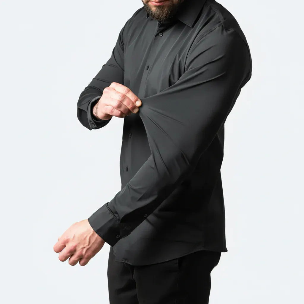 Men's Stretch Slim-Fit Long Sleeve Button-Up Dress Shirt