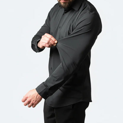 Men's Stretch Slim-Fit Long Sleeve Button-Up Dress Shirt