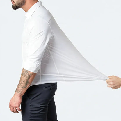 Men's Stretch Slim-Fit Long Sleeve Button-Up Dress Shirt