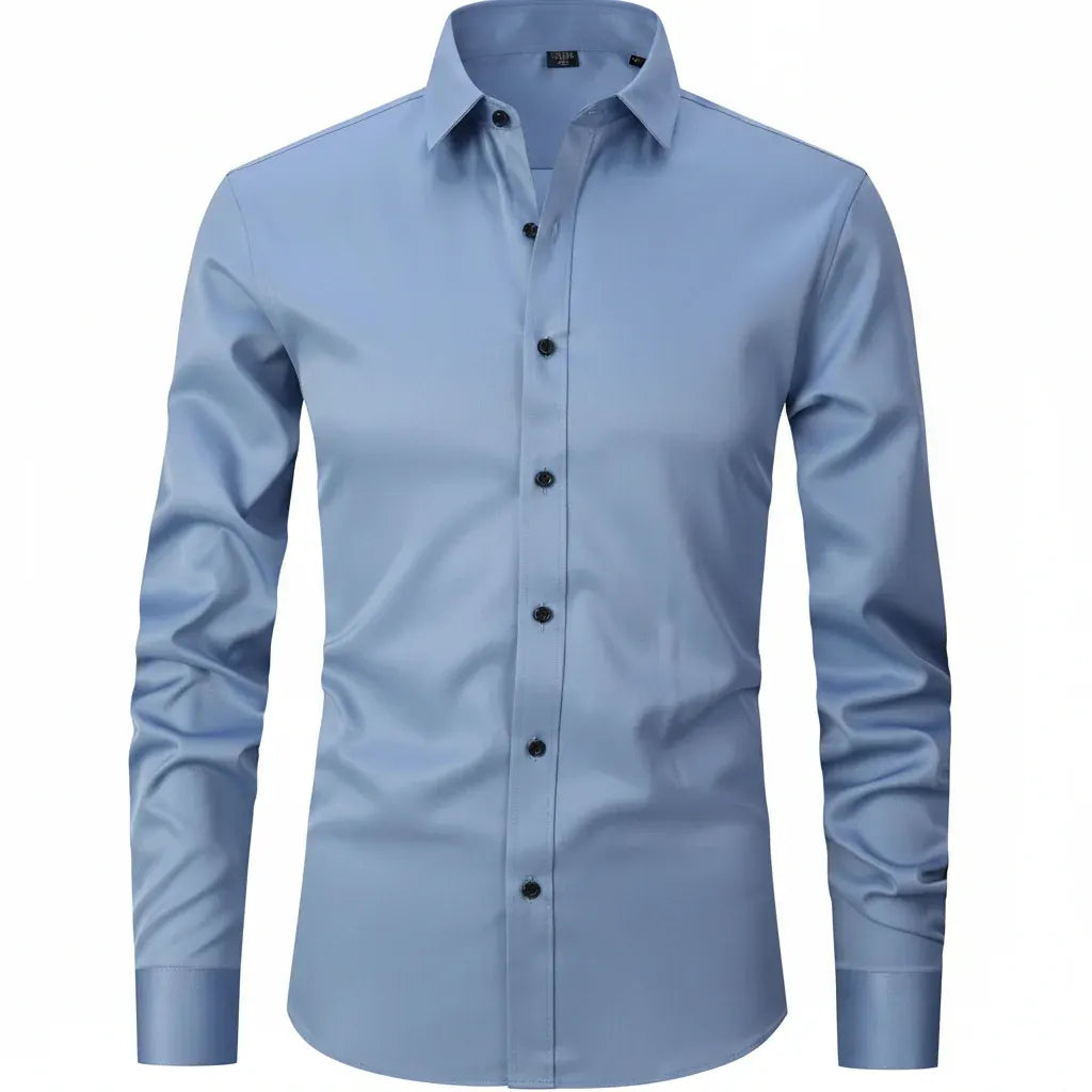 Men's Stretch Slim-Fit Long Sleeve Button-Up Dress Shirt
